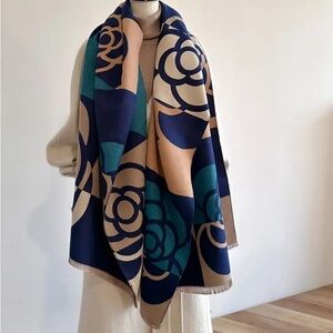SOLD OUT! 
Beautiful Camellia Blue Multicolor Shawl / Wrap Scarf